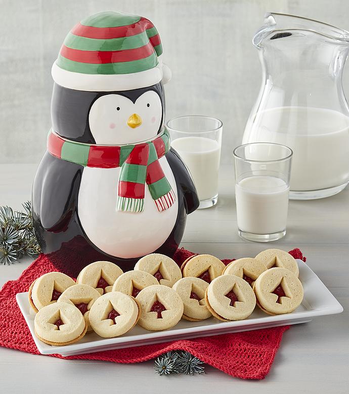 Penguin Cookie Jar with Cookies